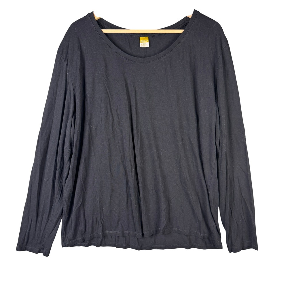 ONNO Black Organic Bamboo Cotton Scoop Neck Long Sleeve T-Shirt 2XL Eco Friendly